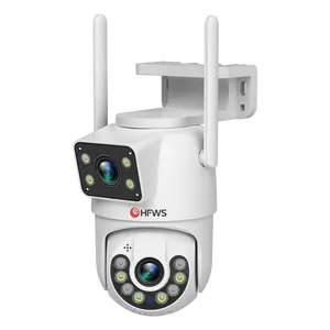 HFWVISION kamera IP pemantau Video CCTV, perlindungan keamanan penglihatan malam 2MP Wifi Ptz luar ruangan lensa ganda deteksi manusia