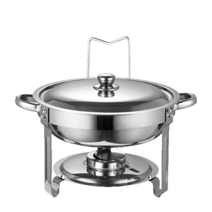 Suministros de hotel Plato de frotamiento redondo de acero inoxidable, Calentador de Comida comercial para Buffet, Juego de buffet para frotamiento - Product Image 5