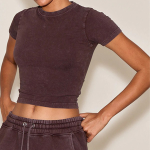 T-shirt in cotone personalizzata taglie forti con stampa alfabetica, manica raglan, modello baby tee, crop top da donna - Direttamente dal produttore di <span class=keywords><strong>abbigliamento</strong></span> - Product Image 3