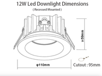 Downlight intelligent DMX Control4 IP65 RGBW Benory 24V 12W 2000K-6000K Blanc réglable pour maison et bureau LED CRI95 60° CE RoHS