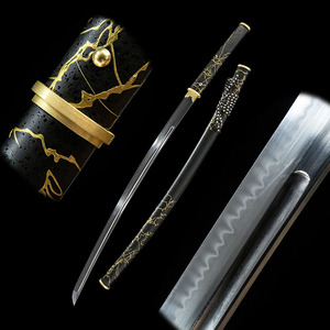 Espada <span class=keywords><strong>de</strong></span> exhibición Katanas Midnight Gold <span class=keywords><strong>de</strong></span> Yantishan Soul Game Merchandise, espada <span class=keywords><strong>de</strong></span> utilería artesanal <span class=keywords><strong>de</strong></span> acero T10 forjada en arcilla, regalo para niños - Product Image 1