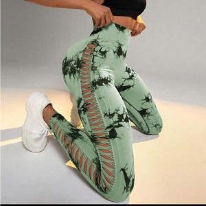 2024 Hot Sale Women's Solid <b>Pattern</b> Long Leg Mesh Leggings Set - Product Image 5