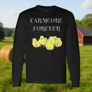 Camiseta de manga larga Farmcore Forever con diseño de pollitos amarillos, talla unisex para adultos - Product Image 3