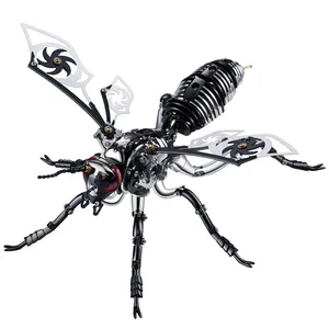 Kit perakitan serangga hadiah kreatif sendi dapat digerakkan Metal mekanik Hitam tawon 3D puzzle