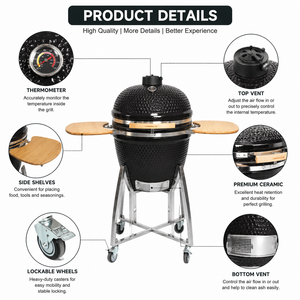 <span class=keywords><strong>Parrilla</strong></span> Kamado de Cerámica AUPLEX de 23 Pulgadas, Ahumador de Carbón, Disponible en Varios Tamaños, para Cocinar en el Patio Trasero, Hornear Pizza, Uso como <span class=keywords><strong>Parrilla</strong></span> - Product Image 3