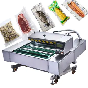 Automatic continuous food vacuum pack machine cheese seafood automatic vacuum packaging machine conveyor belt