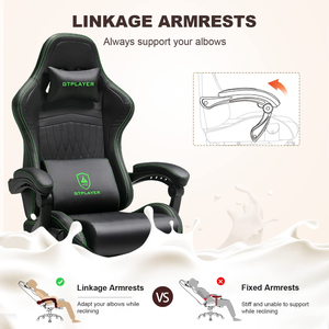 La chaise de joueur inclinable colorée peut ajouter une chaise de jeu de massage Rgb en cuir PU Predator Racing Chair avec repose-pieds et haut-parleurs - Product Image 4