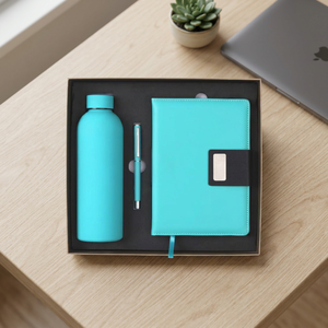 Coffret Cadeau Personnalisé : Carnet en Cuir PU, Stylo et Bouteille d'Eau - Product Image 1