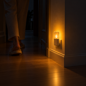 Veilleuse à capteur de lumière OEM ODM, 0,5W, économie d'énergie, design flamme, lampe de nuit LED, prise EU, pour chambre à coucher, escalier - Product Image 3