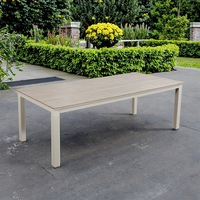 Table à manger moderne carrée en métal pour restaurant, café, boutique, hôtel, cour extérieure, salon, meubles d'extérieur de style panneau en bois