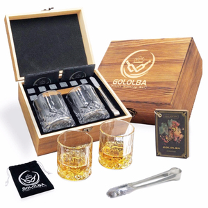 FHbiz-Conjunto de caja de madera con piedras para enfriar whisky, personalizado, con cubitos de hielo, posavasos para gafas - Product Image 2