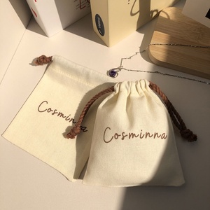 High Quality Small Cotton Canvas Dust Bag for Jewelry Earring Packaging Jewelry Drawstring Pouch With Printing Logo - Product Image 3
