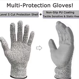 ถุงมือป้องกันการบาดแบบเคลือบ PU รุ่น L5 ขายดี เหมาะสำหรับงานไม้ ก่อสร้าง ช่างยนต์ และทำสวน - Product Image 3