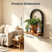 Rak Tanaman Gantung Minimalis Kayu dan Logam untuk Dinding, Gaya Art Deco untuk Ruang Tamu, Kamar Tidur, dan Tanaman Indoor