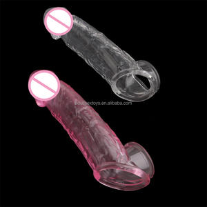 Super realistische strukturierte klare Penis Extended Sleeve Männer wieder verwendbare Kondom Cock Extender größere längere Sexspielzeug für Männer - Product Image 3
