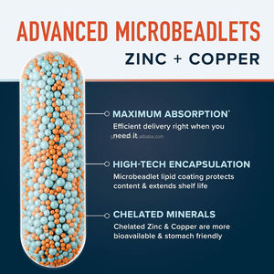 Vegan Sans Gluten 60 Microbilles Capsules Supplément de <span class=keywords><strong>Zinc</strong></span> avec 2mg de Bisglycinate de Cuivre Chélaté Vitamine B6 - Product Image 2