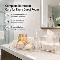 Ensemble d'accessoires de salle de bain d'hôtel en acrylique usiné CNC sur mesure, plateau à articles de toilette, porte-brosse à dents, couvercle de boîte à mouchoirs, Chine