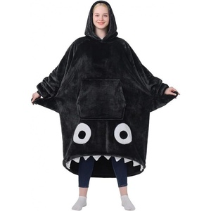 Diversión pareja <span class=keywords><strong>pijamas</strong></span> ojos grandes Sudadera con capucha manta cintura elástica cierre invierno cálido hogar Animal <span class=keywords><strong>pijamas</strong></span> hasta la rodilla patrón sólido frente - Product Image 3