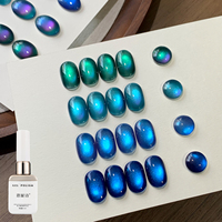 Série de 4 couleurs : Nouveau vernis à ongles gel effet œil de chat caméléon, fini lisse et scintillant, nécessite une lampe UV pour sécher