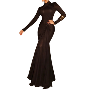 Robes à manches longues de couleur unie, style sexy, cintrées, avec ruban, tendance - Product Image 1