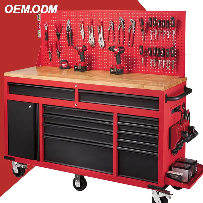 China OEM 7 Drawers Metal Mobile workbench cabinet Work Station tool storage chest garage