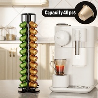 Support de présentation pour tasses à café, en fil de fer noir, type tour à double niveau, pour rangement et organisation de capsules de café