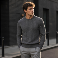 Pull en laine 100% pour homme, tricoté sur mesure, anti-boulochage, col rond, manches longues, pour l'hiver et les activités de plein air