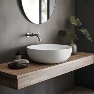 อ่างล้างมือในห้องน้ำติดผนังพร้อมกระจก LED อ่างล้างจานเคาน์เตอร์ควอทซ์เป็นมิตรกับสิ่งแวดล้อมดีไซน์ที่ทันสมัย - Product Image 6