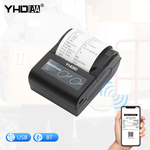 YHD-5808L Mini Mobile Thermal Ticket Printer Usb Bluetooth Connection Pos 58mm Wireless Thermal Receipt Printer