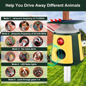 YIERYI Repelente de animales solar Sensor PIR Luces de llama de inducción de 360 grados Repelente de animales ultrasónico para perros Ratones <span class=keywords><strong>Zorro</strong></span> - Product Image 4