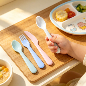 Bulk Sublimation Tableware Blanks for Kids DIY Customizable Knife with 6 Color Options Children Safety <b>Polymer</b> Spoon Fork Knife - Product Image 1