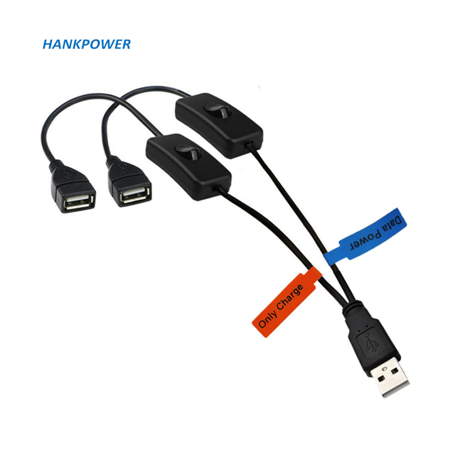 High Quality USB2.0 Male to Female 2 in 1 Data Charger Cable USB Y Splitter Extension Cable With ON/Off Switch
