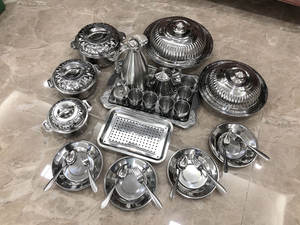 Alat makan, 28pcs <span class=keywords><strong>Set</strong></span> peralatan makan Stainless Steel <span class=keywords><strong>Set</strong></span> meja restoran katering restoran katering <span class=keywords><strong>Set</strong></span> peralatan makan lengkap mangkuk piring cangkir - Product Image 2