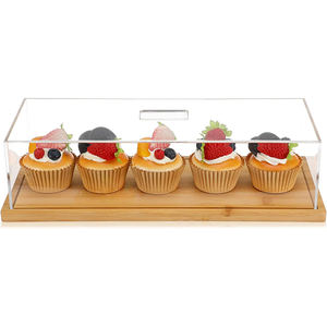 1 Confezione di Alzatina per Torte Ecologica Fai-<span class=keywords><strong>da</strong></span>-Te in Bambù e Acrilico con Coperchio, Vassoio Espositore per <span class=keywords><strong>Biscotti</strong></span>/Dessert 15x6,5 Pollici - Product Image 1