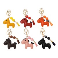 Porte-clés en cuir PU 3D Cheval Mignon 2026 - Pendentif Breloque Écologique Tendance pour Femmes, Cadeaux Équestres, Vente en Gros