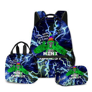 Estilo <span class=keywords><strong>de</strong></span> moda Nuevo juego Mochila <span class=keywords><strong>de</strong></span> <span class=keywords><strong>gorila</strong></span> <span class=keywords><strong>de</strong></span> dibujos animados con cierre <span class=keywords><strong>de</strong></span> cremallera Bolsa <span class=keywords><strong>de</strong></span> almuerzo <span class=keywords><strong>de</strong></span> poliéster impermeable y conjunto <span class=keywords><strong>de</strong></span> estuche <span class=keywords><strong>de</strong></span> lápices - Product Image 2