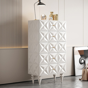 Màu đen có độ bóng cao sơn lưu trữ lớn ngăn kéo phong cách Pháp giọng ngực với ngăn kéo - Product Image 4