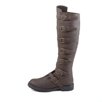 Bottes d'équitation hautes pour femmes Youme, design avec boucle de ceinture, talon bas, style britannique