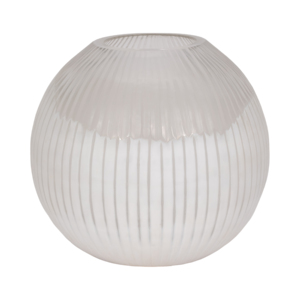Vaso in Vetro Scanalato Moderno, Forma Scultorea Arrotondata, Vaso Decorativo per Fiori, Arredo Soggiorno, Elementi Decorativi per la Casa - Product Image 1