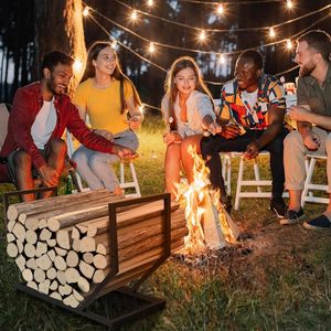 <b>Firewood</b> Storage <b>Rack</b> Carbon Steel Black Indoor Outdoor Fireplace Accessory - Product Image 3