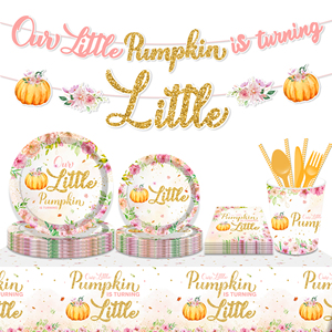 MM255 decorazioni per feste di zucca autunnale la nostra piccola zucca sta trasformando le stoviglie per le forniture di compleanno del bambino - Product Image 2