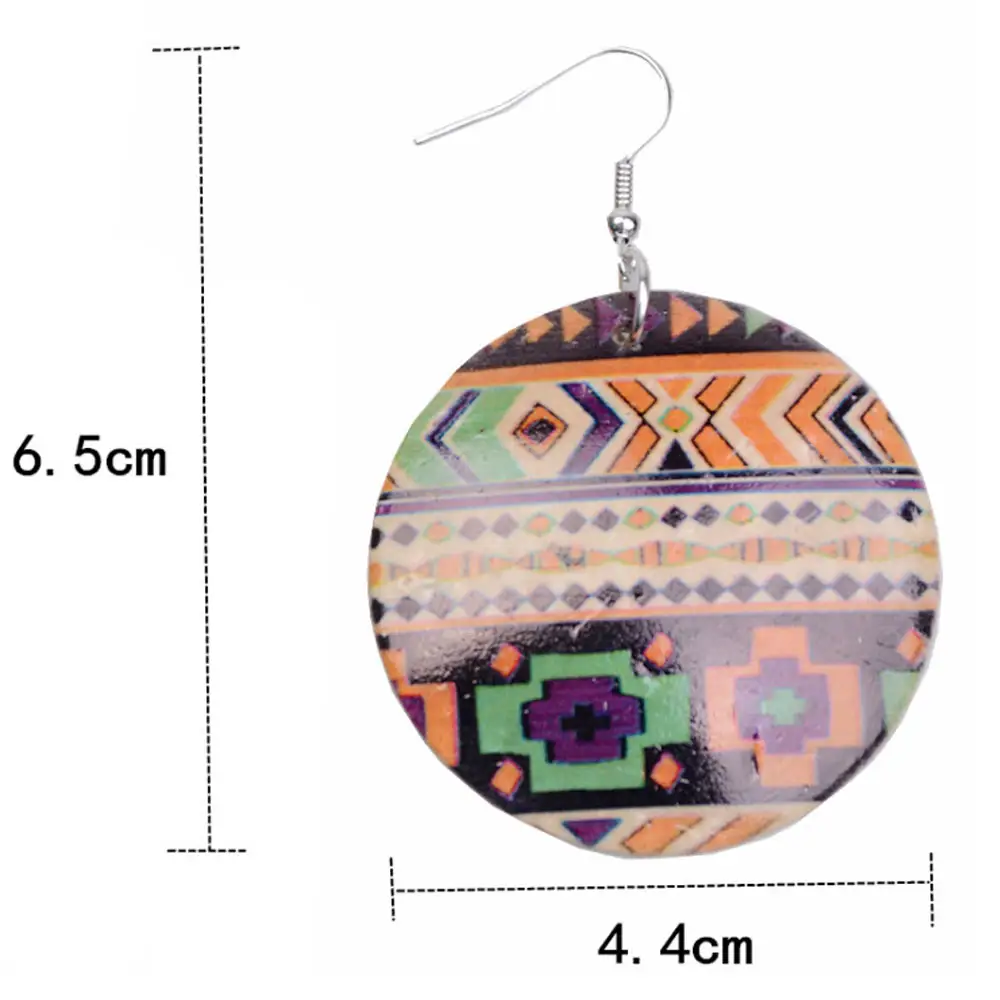 Hawaiian collection handmade women fashion hand painted coconut shell hoop earring jewelry women supplier