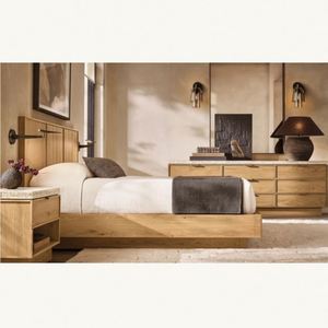 Modern Luxury Solid Wood <b>Platform</b> Queen <b>Bed</b> <b>Frame</b> with Fabric Panel and Headboard - Product Image 6