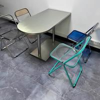 Ensemble table et chaises rectangulaires en acier inoxydable, mobilier de salle à manger commercial moderne et écologique pour restaurant, villa, salon de thé