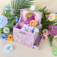 Caja Musical de Papel con Diseño de Princesa, con Cajón Giratorio, Floral Rosa, Ecológica, para Joyas, Regalo de Cumpleaños para Niños, Venta al por Mayor