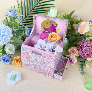 Scatola Musicale Principessa di Carta con Cassetto Girevole, Floreale Rosa, Eco-Friendly, Portagioie Musicale per Regalo di Compleanno Bambini, per Grossisti - Product Image 4