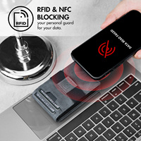 DIENQI Dompet Lipat Dua Pria Kulit Asli Anti RFID, Tempat Kartu Kredit, Tipis, Magnetik