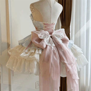 Robe de fête mignonne et douce vintage à la mode pour femmes, robe de demoiselle d'honneur kawaii, costume de cosplay d'anime - Product Image 6