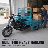 Tricycle cargo motorisé à trois roues, moteur à essence 200cc refroidi par air, carrosserie ouverte pour adultes, capacité de charge de 1200-1500 kg