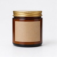 Velas Aromáticas de Cera de Soja en Frascos de Vidrio Ámbar con Tapas Doradas Modernas para Decoración Navideña del Hogar y Marca Privada